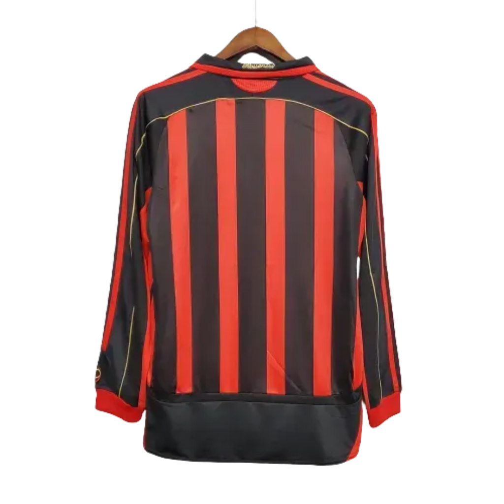 Camisa Retrô Milan I Home Adidas 2006/07 Masculino Manga Longa Vermelho e Preto
